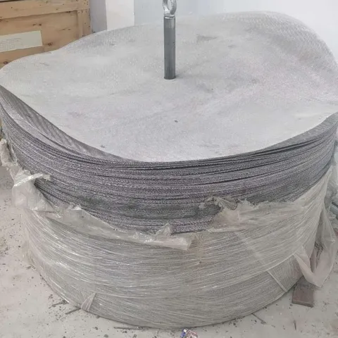 Stack of round steel matrix mesh sheets with lifting eye bolt - Matrix Mesh 2x4 for PTMS-1000